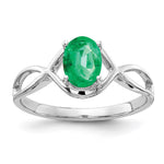 14k White Gold 7x Oval Emerald Twist Ring