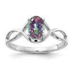 14k White Gold 7x Oval Mystic Fire Topaz Ring