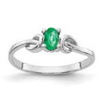 14k White Gold 5x Oval Emerald Knot Ring