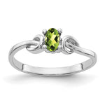 14k White Gold 5x Oval Peridot Knot Ring
