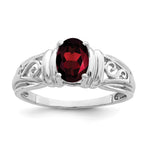 14k White Gold 7x Oval Garnet Filigree Ring