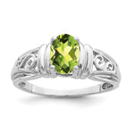14k White Gold 7x Oval Peridot Filigree Ring