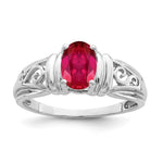 14k White Gold 7x Oval Ruby Filigree Ring