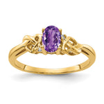 14k 6x Oval Amethyst AAA Diamond ring