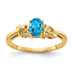 14k 6x Oval Blue Topaz AAA Diamond ring