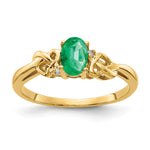 14k 6x Oval Emerald AA Diamond ring