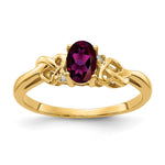14k 6x Oval Rhodolite Garnet VS Diamond ring