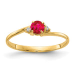 14k Round Ruby and AA Diamond Ring