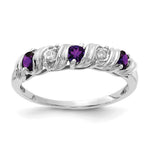 14k White Gold Round Amethyst and VS Diamond Twist Ring