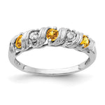 14k White Gold Round Citrine and AAA Diamond Twist Ring