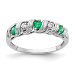 14k White Gold Emerald and VS Diamond Twist Ring
