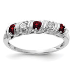 14k White Gold Round Garnet and VS Diamond Twist Ring