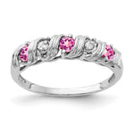 14k White Gold Round Pink Sapphire and AA Diamond Twist Ring