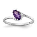 14k White Gold 7x Marquise Amethyst and VS Diamond Ring