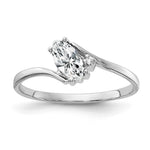 14k White Gold 7x Marquise Cubic Zirconia and AAA Diamond Ring
