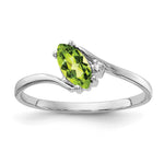 14k White Gold 7x Marquise Peridot AA Diamond ring