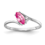 14k White Gold 7x Marquise Pink Tourmaline A Diamond ring