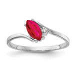 14k White Gold 7x Marquise Ruby A Diamond ring