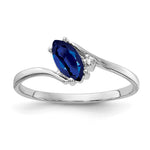 14k White Gold 7x Marquise Sapphire AAA Diamond ring