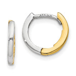 14k Two-tone Mini Round Hinged Hoop Earrings