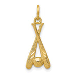 14K Diamond-cut Baseball Bats and Ball Pendant