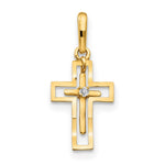 14k CZ Diamond-cut Cross Pendant