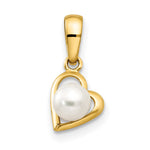 14k Freshwater Cultured Pearl in Heart Pendant