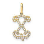 14K Polished CZ Puppy Sitting Outline Pendant