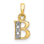 14KY with Rhodium Diamond Letter B Initial Pendant