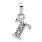 14KW Rhodium-plated Diamond Letter T Initial Pendant