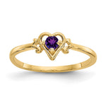 14k Round Amethyst Birthstone Heart Ring