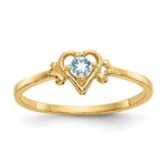 14k Round Aquamarine Birthstone Heart Ring