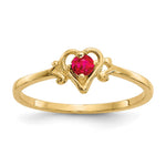 14k Round Ruby Birthstone Heart Ring