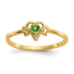 14k Round Peridot Birthstone Heart Ring