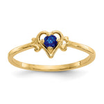 14k Round Sapphire Birthstone Heart Ring