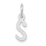 14K White Gold Small Slanted Block Letter S Initial Charm