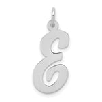 14k White Gold Large Script Letter E Initial Charm