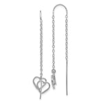 14k White Gold Double Heart Threader Earrings