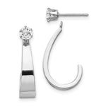 14k White Gold J Hoop w/CZ Earring Jackets