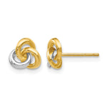 14k and White Rhodium Trinity Knot Post Earrings