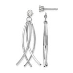 14k White Gold Curved Dangle Jackets with CZ Stud Earrings
