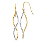 14k Two-tone Twist Dangle French Hook Earrings