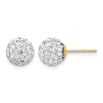 14K Clear Crystal Round Ball Post Earrings