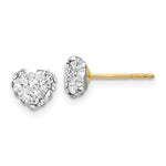 14K Post Crystal Heart Post Stud Earrings