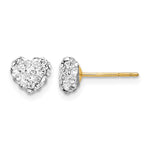 14K Clear Crystal Heart Post Stud Earrings