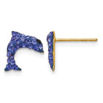 14k Blue Crystal Dolphin Post Earrings
