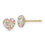 14k Pastel Multi-colored Crystal Heart Post Earrings