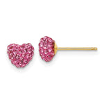 14k Rose Crystal Heart Post Earrings