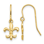 14k Fleur de lis Dangle French Hook Earrings