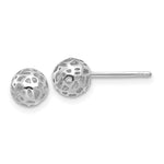 14K White Gold Fancy Pierced Ball Post Earrings